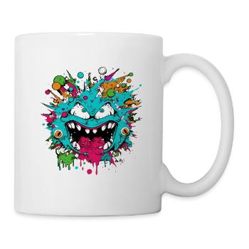 Monster Crash - Cooles blaues Monster - Tasse - Weiß - Rechts