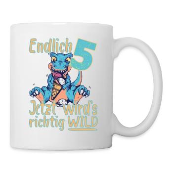 5. Geburtstag 5 Jahre Dino Dinosaurier T-rex Trex - Tasse - Weiß - Rechts
