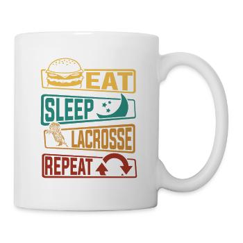 Eat Sleep Lacrosse Repeat Intercrosse Lax Spieler - Tasse - Weiß - Rechts