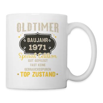 Oldtimer Baujahr 1971 - 52. Geburtstag - Tasse - Weiß - Rechts