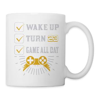 FoundLux New Design, WAKE UP TURN GAME ALL DAY - Tasse - Weiß - Rechts