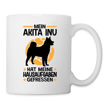 Mein Akita Inu hat meine Hausaufgaben gefressen - Tasse - Weiß - Rechts