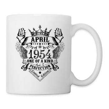 Geburtstag April 1954 geboren im April 1954 - Tasse - Weiß - Rechts