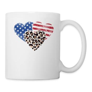 Leopard amerikanische Flagge Herzen 4. Juli - Tasse - Weiß - Rechts