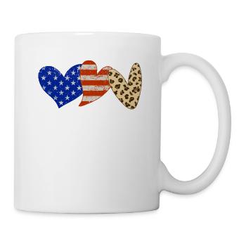 Leopard amerikanische Flagge Herzen 4. Juli - Tasse - Weiß - Rechts