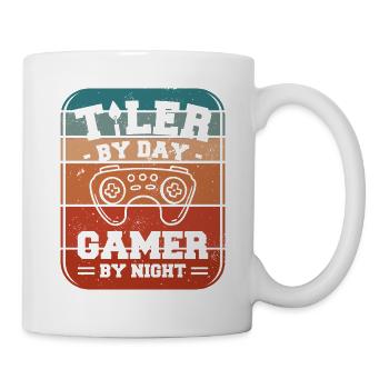 Carreleur de jour Gamer de nuit Carrelage de carreaux - Mug blanc - blanc - Droite