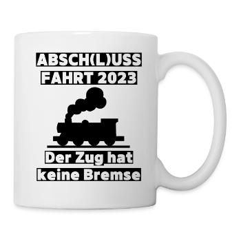 Abschlussfahrt 2023 - Partydesign für Abi, Schulen - Tasse - Weiß - Rechts