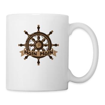 Moin Moin - Steuerrad Bremen Hamburg Norddeutsch - Tasse - Weiß - Rechts