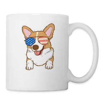 Corgi 4. Juli amerikanische Flagge Sonnenbrille - Tasse - Weiß - Rechts