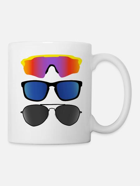 Lunettes de soleil de sport, lunettes de soleil pilote, cool - Mug blanc - blanc