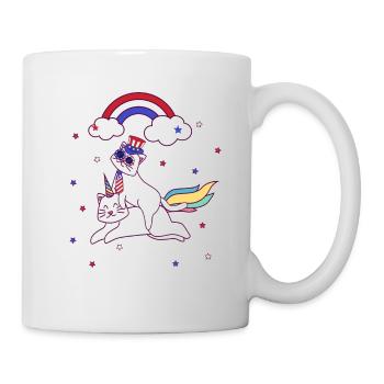 Cat July 4 Patriotic Caticorn Unicorn Meowica - Mug - white - Right