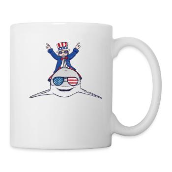 Reiten Hai 4. Juli Patriotische Jawsome amerika - Tasse - Weiß - Rechts