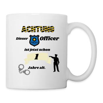 Polizei - 1. Geburtstag, für coole Polizisten - Tasse - Weiß - Rechts