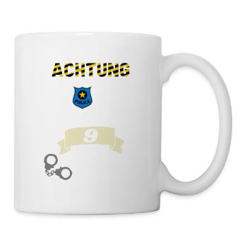 Polizei - 9. Geburtstag, für alle Polizeifans - Tasse - Weiß - Rechts