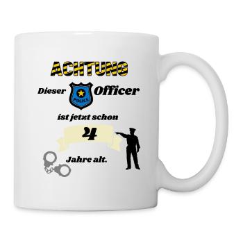Polizei - 4. Geburtstag, für coole Polizisten - Tasse - Weiß - Rechts
