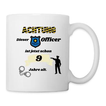 Polizei - 9. Geburtstag, für coole Polizisten - Tasse - Weiß - Rechts