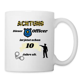 Polizei - 10. Geburtstag, für alle coolen Polizist - Tasse - Weiß - Rechts
