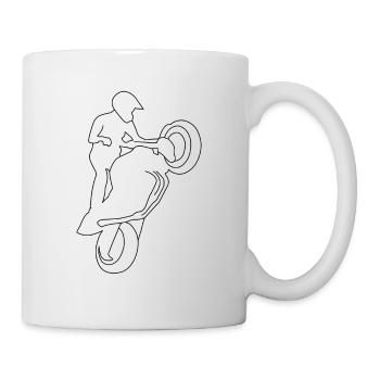 Motorradfahrer Motorrad Zeichnung - Tasse - Weiß - Rechts