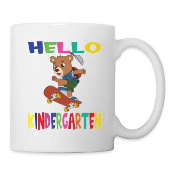 Hello Kindergarten Skateboarding Bear - Mug - white - Right