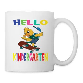 Hello Kindergarten Skateboarding Duck - Mug - white - Right