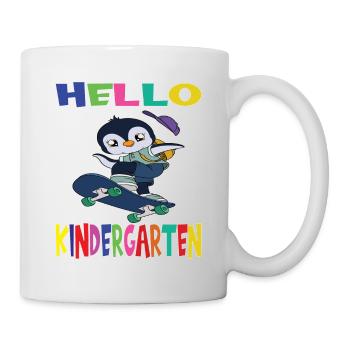 Hello Kindergarten Skateboard Penguin - Mug blanc - blanc - Droite
