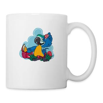 Parrot paints Easter eggs - Easter parrot - Mug - white - Right