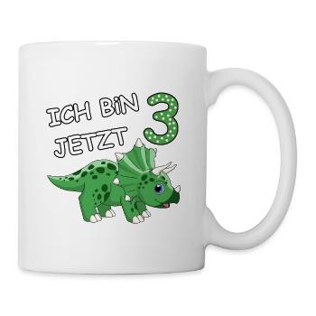 Ich bin jetzt 3 Dino Motiv für Baby's / Jungs - Tasse - Weiß - Rechts