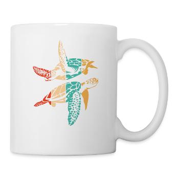 Retro Wasserschildkröte Riesenschildkröte - Tasse - Weiß - Rechts