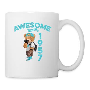 1957 Birthday Teddy Bear Awesome since - Mug - white - Right