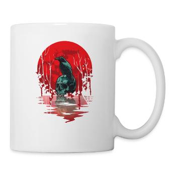 Gothic Skull Red Moon Black Crow - Mug - white - Right