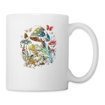 Cottagecore Aesthetic Frog Mushroom Butterflies - Tasse - Weiß - Rechts