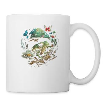 Cottagecore Aesthetic Frog Mushroom Butterflies - Tasse - Weiß - Rechts