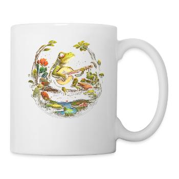 Cottagecore Aesthetic Frog playing Banjo - Tasse - Weiß - Rechts