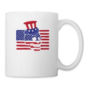 Skull July 4 American Flag Patriotic - Mug - white - Right