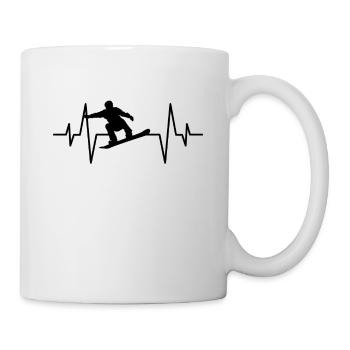 Snowboarding heartbeat - Mug - white - Right
