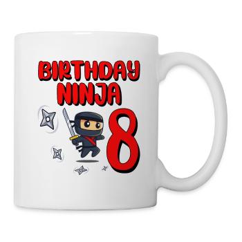 Birthday Ninja 8 Years Old Bday Party Gift Ninja - Mug - white - Right