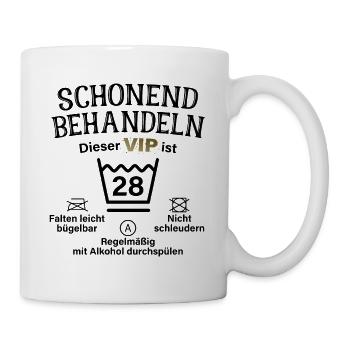 28. Geburtstag Schonend Behandeln 28 VIP ist 28 - Tasse - Weiß - Rechts