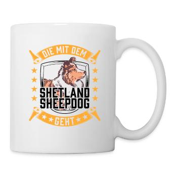 Die mit Shetland Sheepdog britischer Sheepdog - Tasse - Weiß - Rechts