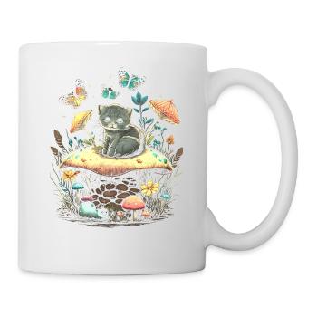 Cottagecore Aesthetic Mushroom Cat - Tasse - Weiß - Rechts