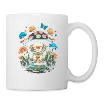 Cottagecore Aesthetic Mushroom Puppy Dog - Tasse - Weiß - Rechts