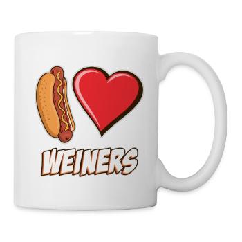 Ich liebe Weiners Hotdog Lovers Welpenherz Lustig - Tasse - Weiß - Rechts