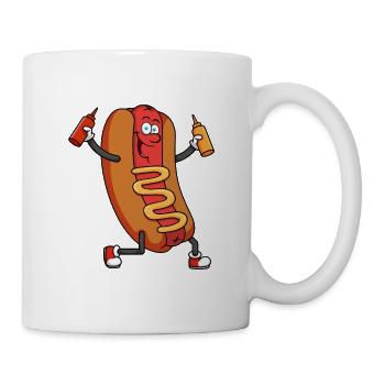 Hot Dog Funny Dancing Hotdog Food Sausage Lover - Mug blanc - blanc - Droite