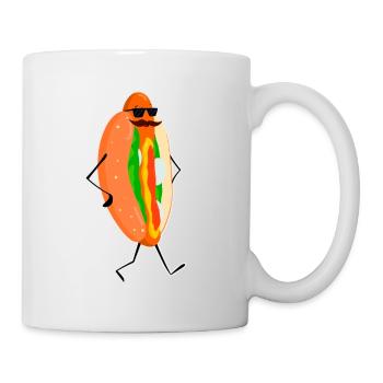 Funny Walking Hot Dog Cool Hotdog Sausage Food Pun - Mug - white - Right