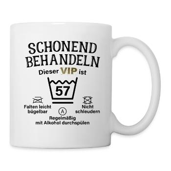 57. Geburtstag Schonend Behandeln 57 VIP ist 57 - Tasse - Weiß - Rechts