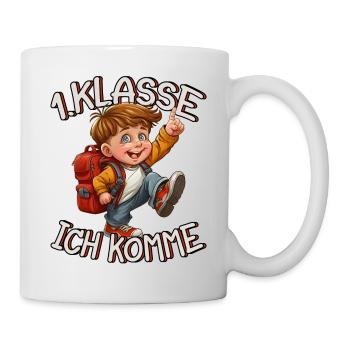 1. Klasse Ich komme Einschulung Jungen - Tasse - Weiß - Rechts