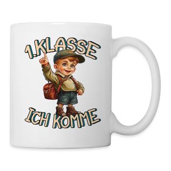 1. Klasse Ich komme Einschulung Jungen - Tasse - Weiß - Rechts