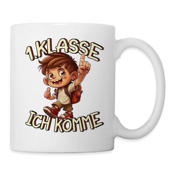 1. Klasse Ich komme Einschulung Jungen - Tasse - Weiß - Rechts