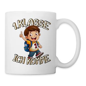 1. Klasse Ich komme Einschulung Jungen - Tasse - Weiß - Rechts