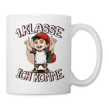 1. Klasse Ich komme Einschulung Jungen - Tasse - Weiß - Rechts