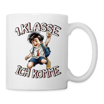 1. Klasse Ich komme Einschulung Jungen - Tasse - Weiß - Rechts
